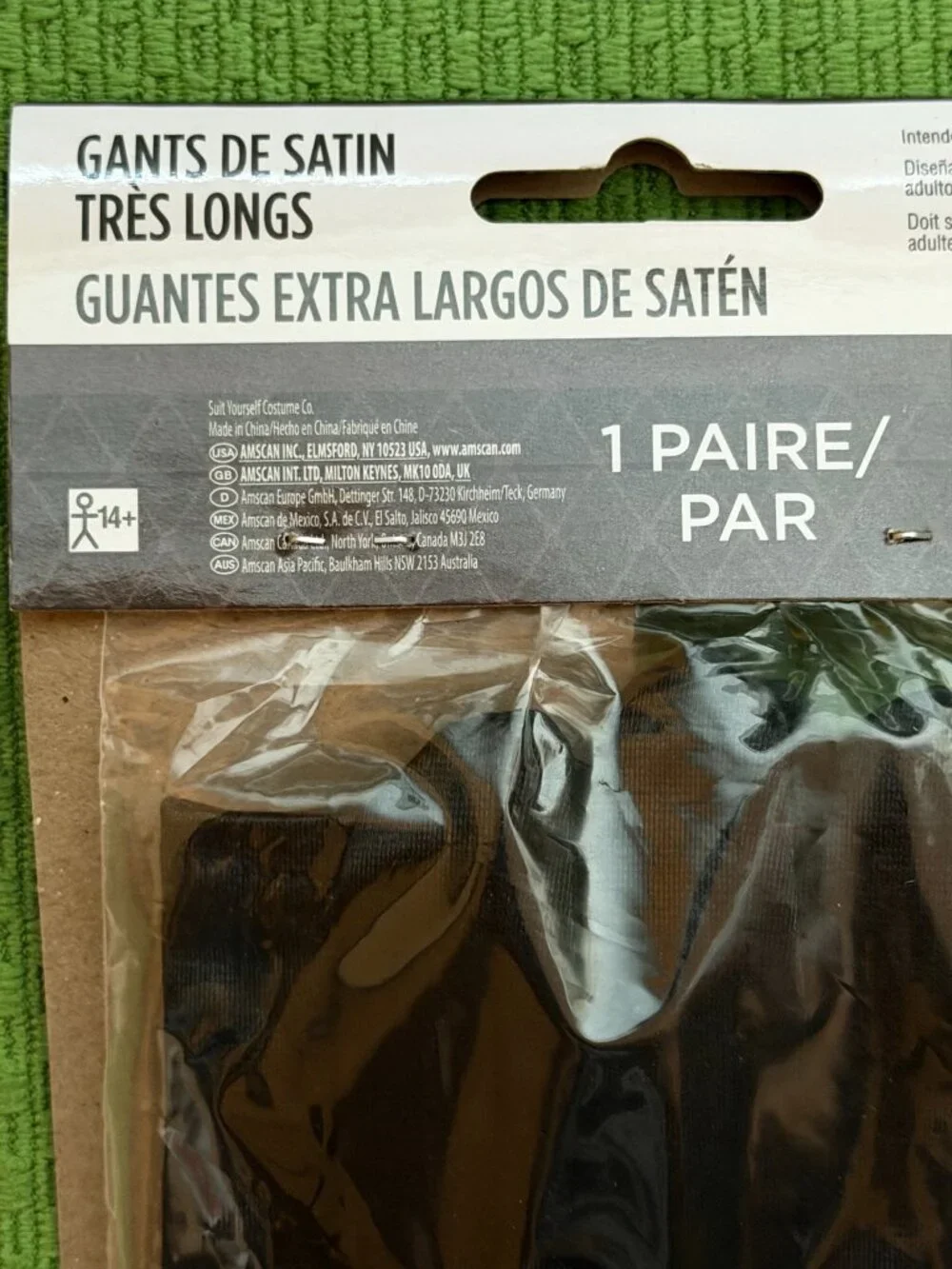 NWT Extra Long Pair Black Satin Gloves - Themed Parties - Novelty Wear